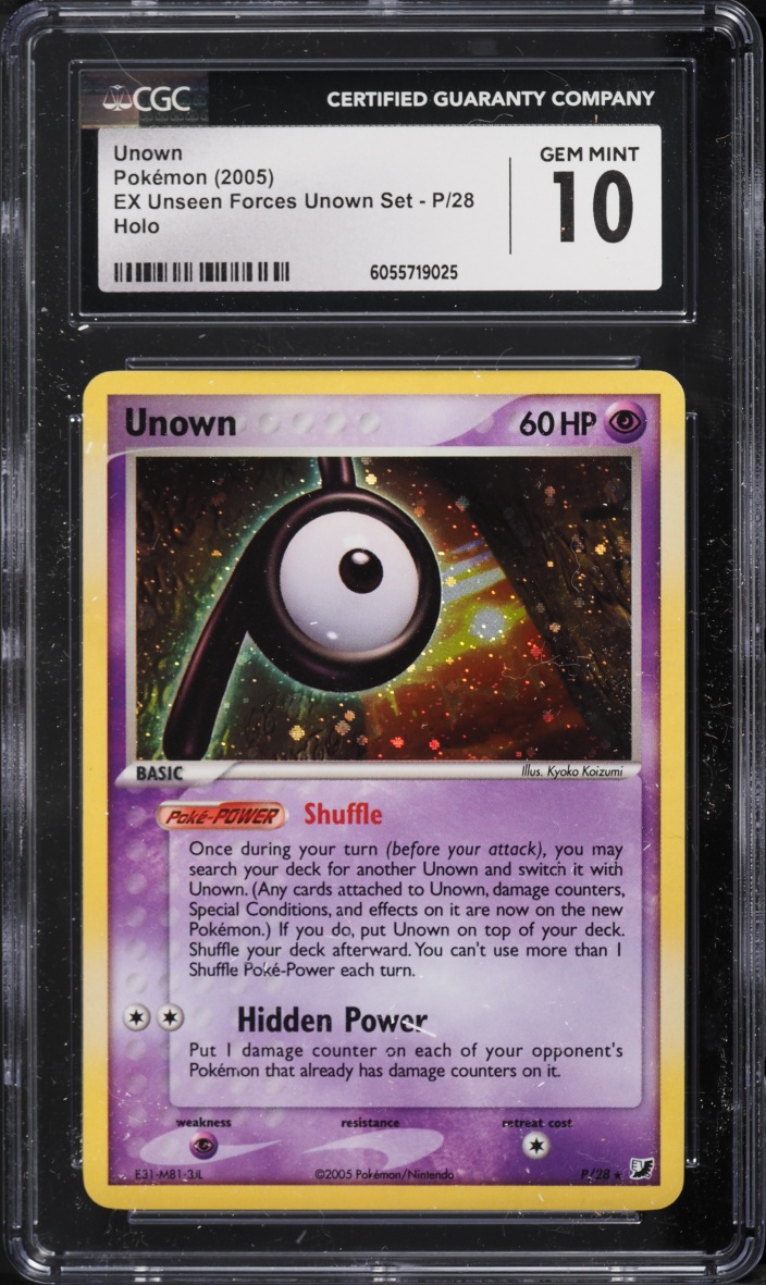 2005 Pokemon Ex Unseen Forces Holo Unown #P CGC 10 GEM MINT