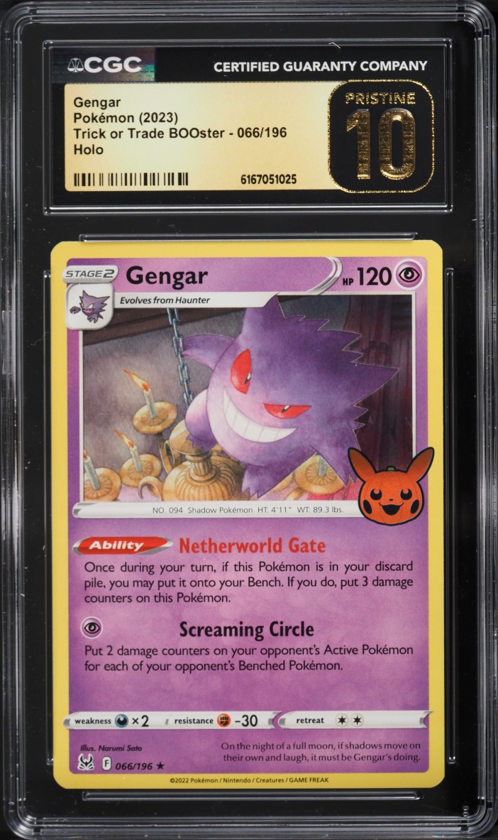 2023 Pokemon Sword & Shield Trick Or Trade BOOster Holo Gengar #66 CGC 10 PRISTINE