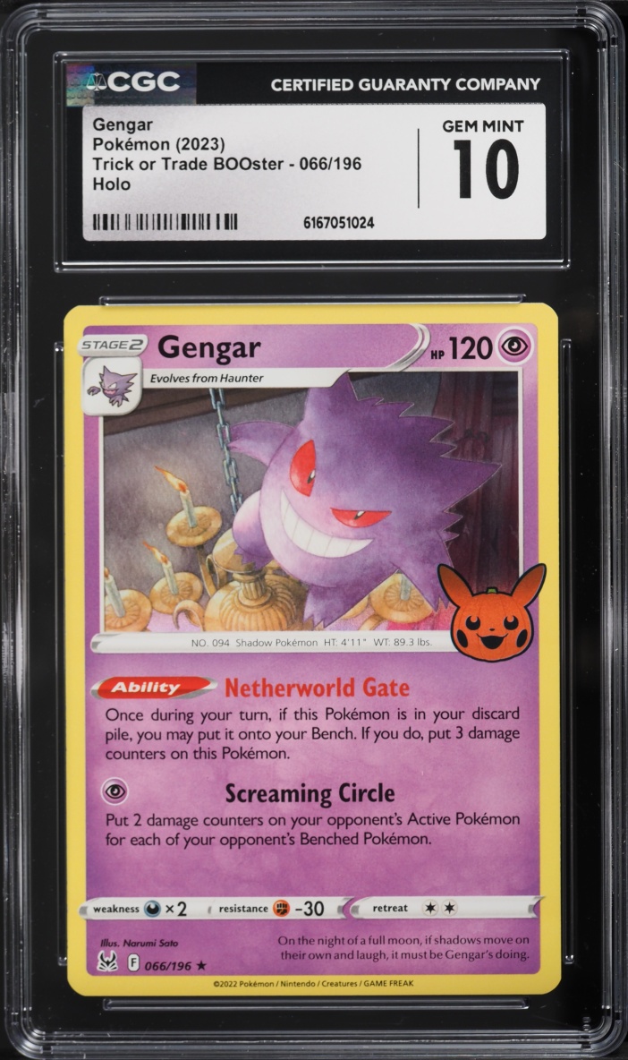 2023 Pokemon Sword & Shield Lost Origin Trick Or Trade Holo Gengar #66 CGC 10 GEM MINT