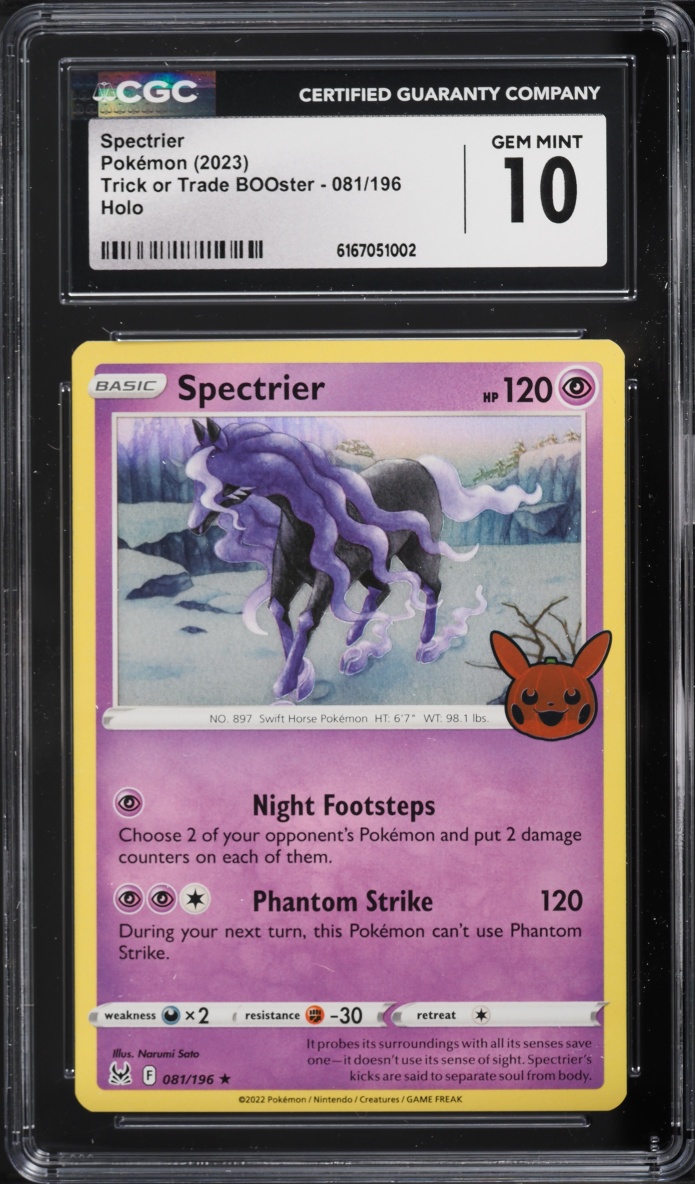 2023 Pokemon Scarlet & Violet Trick Or Trade BOOster Holo Spectrier #81 CGC 10 GEM MINT