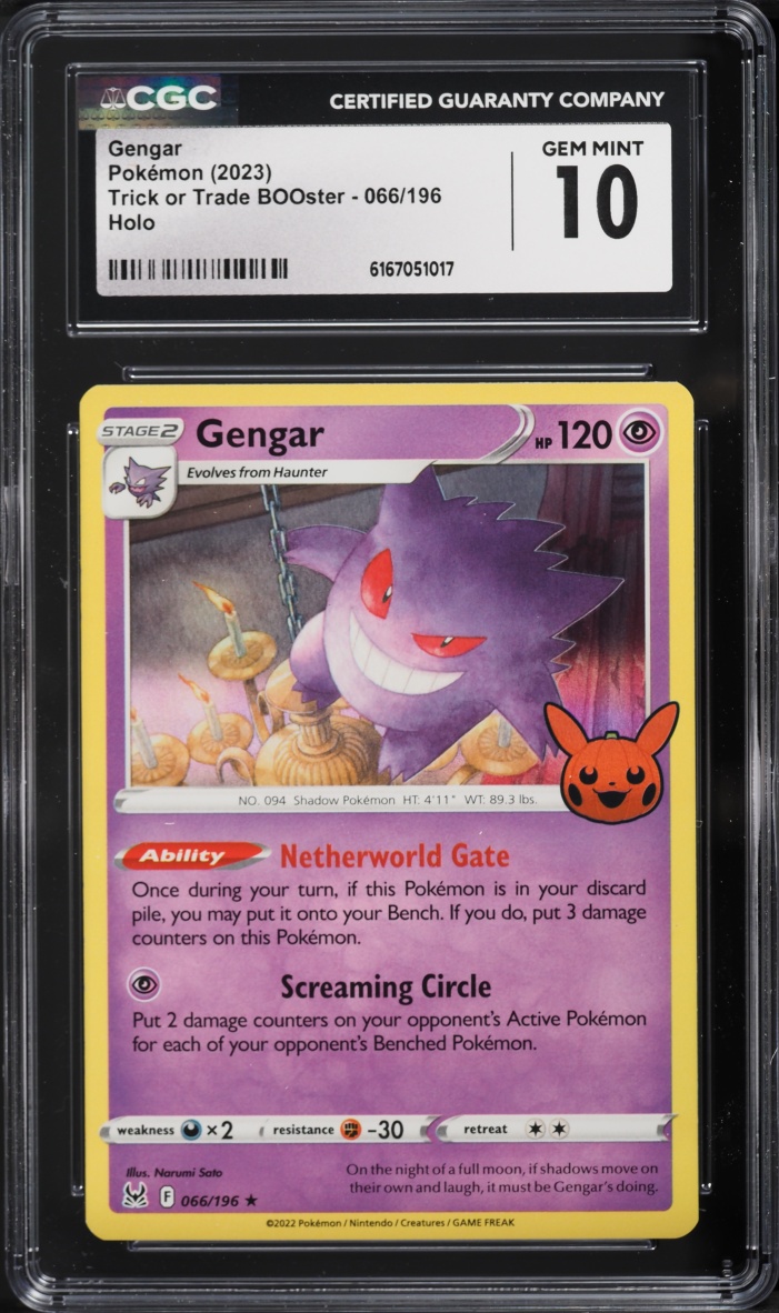 2023 Pokemon Sword & Shield Lost Origin Trick Or Trade Holo Gengar #66 CGC 10 GEM MINT
