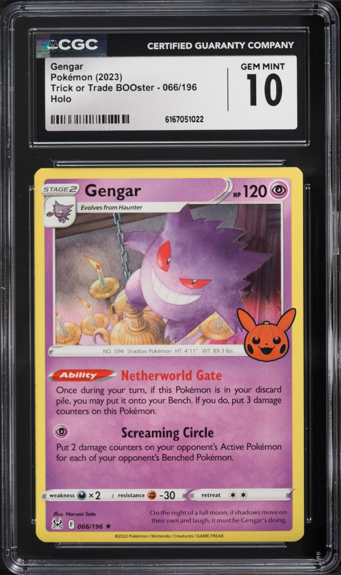 2023 Pokemon Sword & Shield Trick Or Trade BOOster Holo Gengar #66 CGC 10 GEM MINT