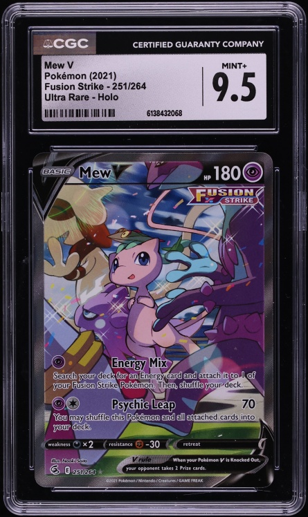 2021 Pokemon Sword & Shield Fusion Strike Full Art Mew V #251 CGC 9.5 MINT+
