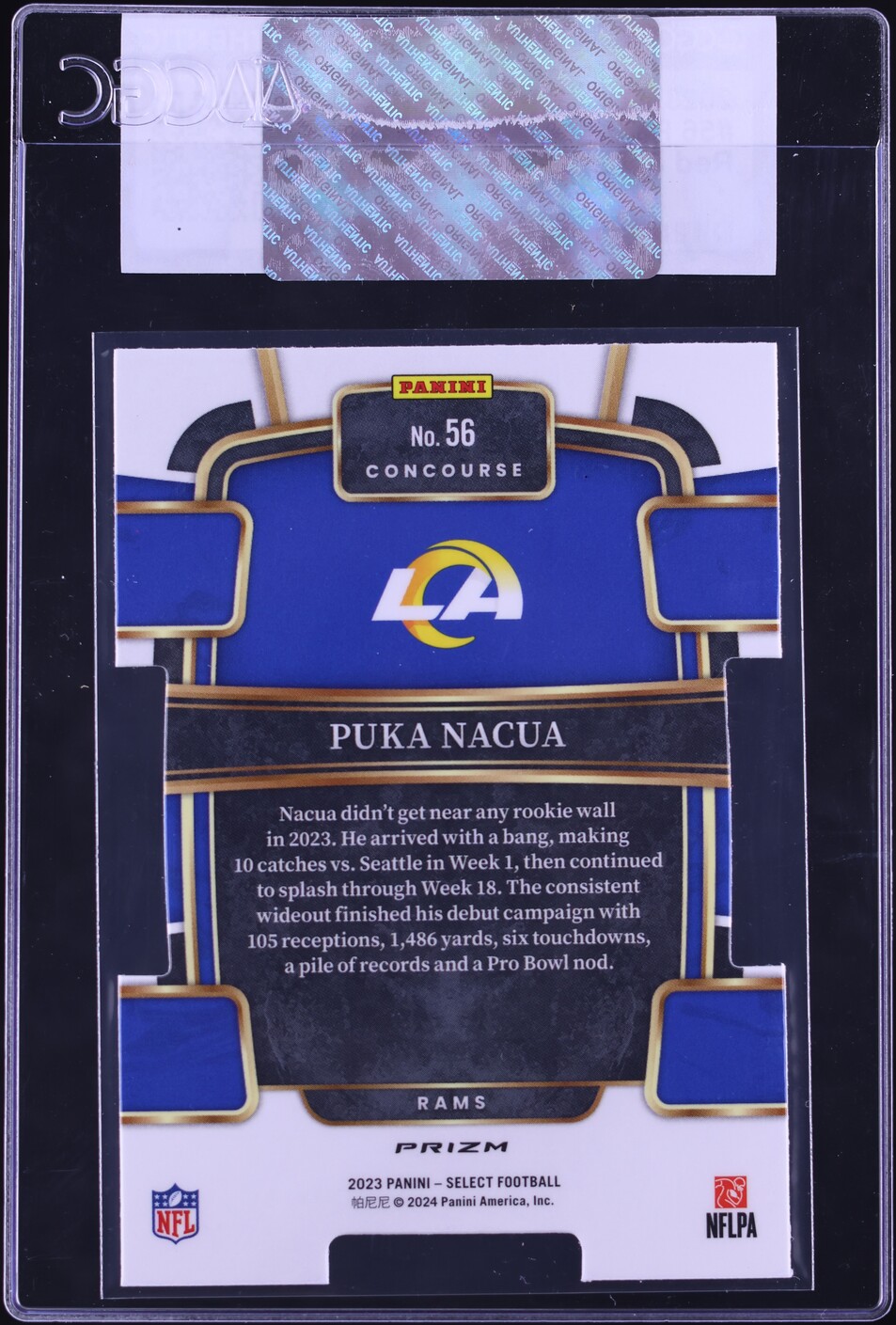 2023 Select Concourse Red & Blue Prizm Die-Cut Puka Nacua ROOKIE #56 CGC AUTH