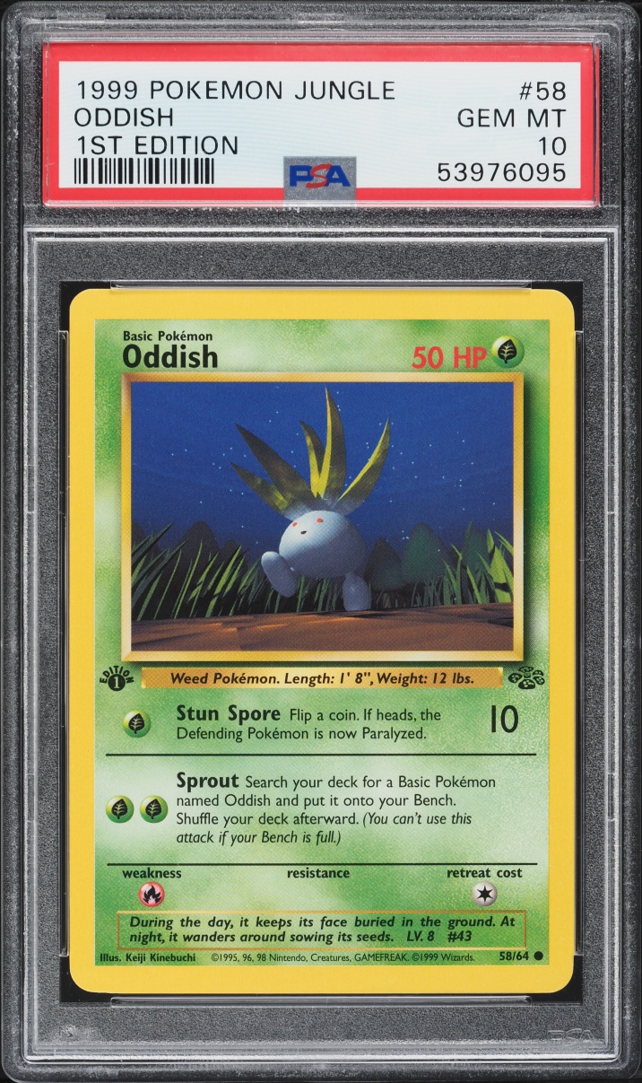 1999 Pokemon Jungle 1st Edition Oddish #58 PSA 10 GEM MINT