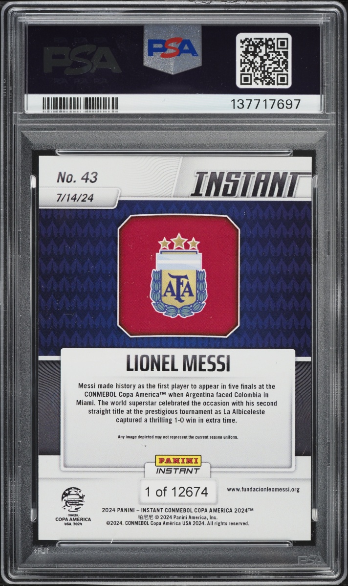 2024 Panini Instant Copa America Lionel Messi /12674 #43 PSA 10 GEM MINT