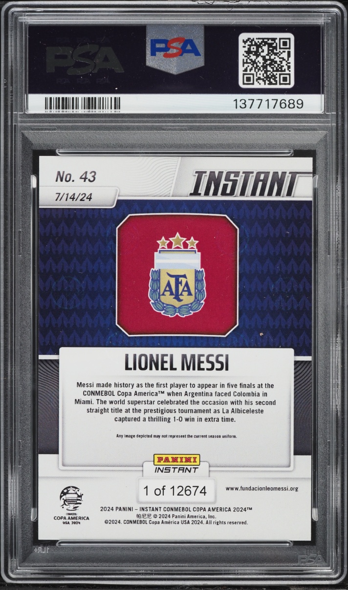 2024 Panini Instant Copa America Lionel Messi /12674 #43 PSA 10 GEM MINT