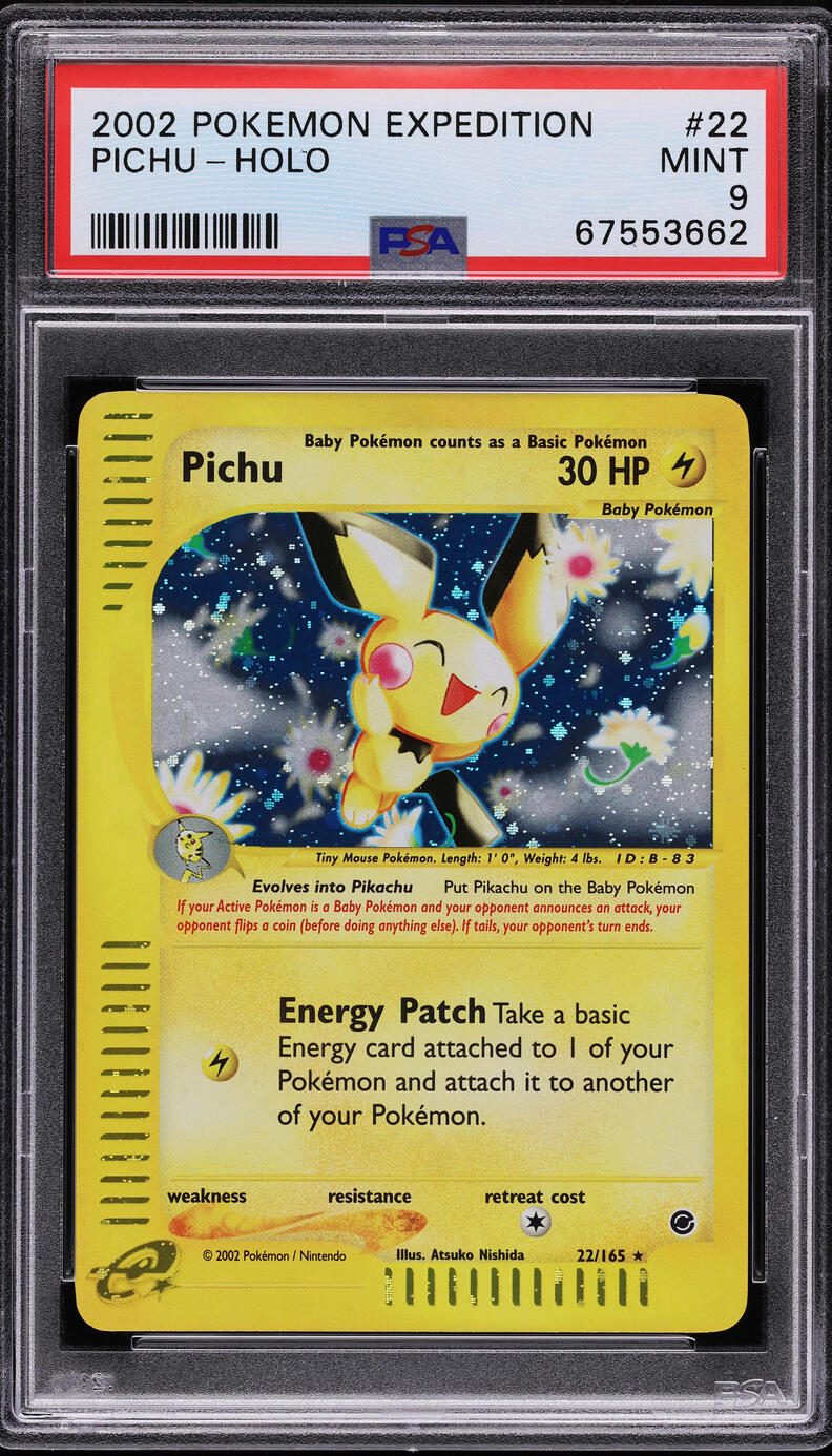 2002 Pokemon Expedition Holo Pichu #22 PSA 9 MINT