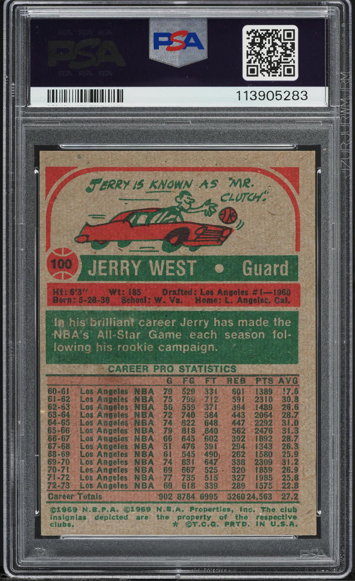 1973 Topps Basketball Jerry West #100 PSA 5 EX