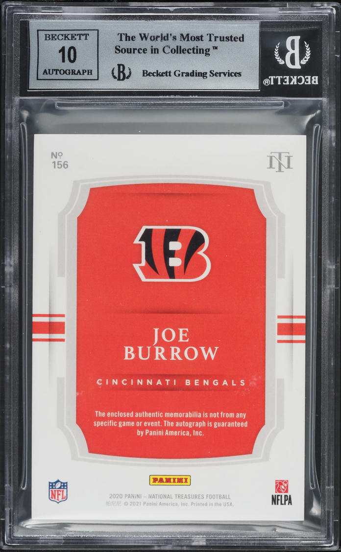2020 National Treasures Midnight Joe Burrow ROOKIE PATCH AUTO /20 #156 BGS 9 MINT