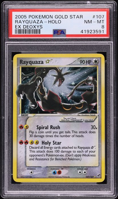 2005 Pokemon EX Deoxys Holo Rayquaza Gold Star #107 PSA 8 NM-MT
