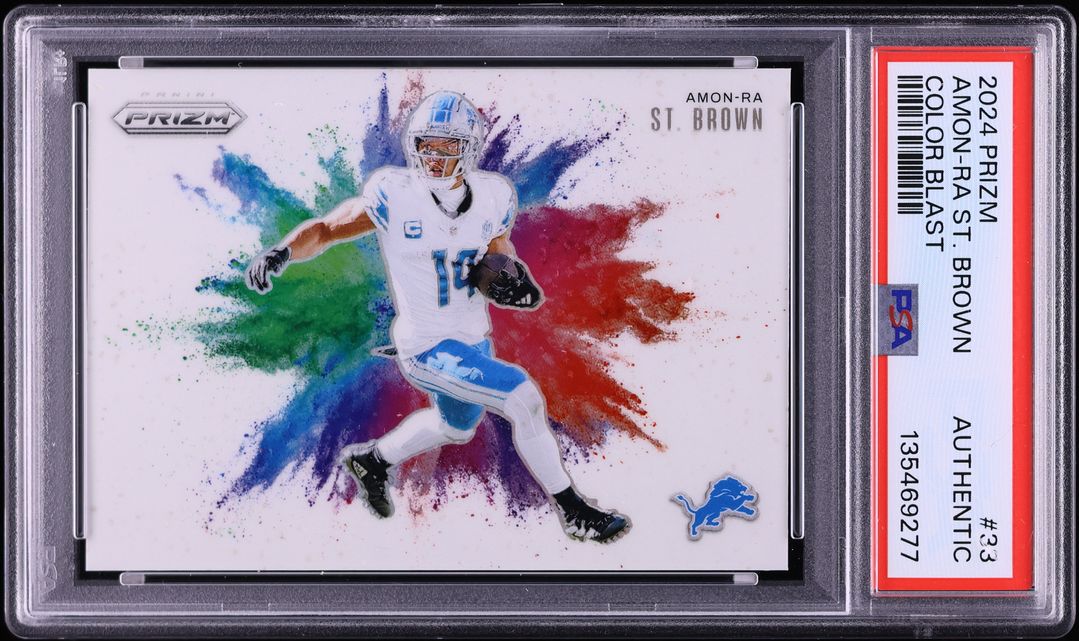 2024 Panini Prizm Color Blast Amon-Ra St. Brown #33 PSA AUTH