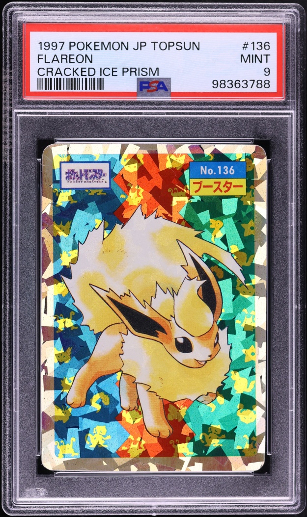 1997 Pokemon Japanese Topsun Cracked Ice Prism Flareon #136 PSA 9 MINT
