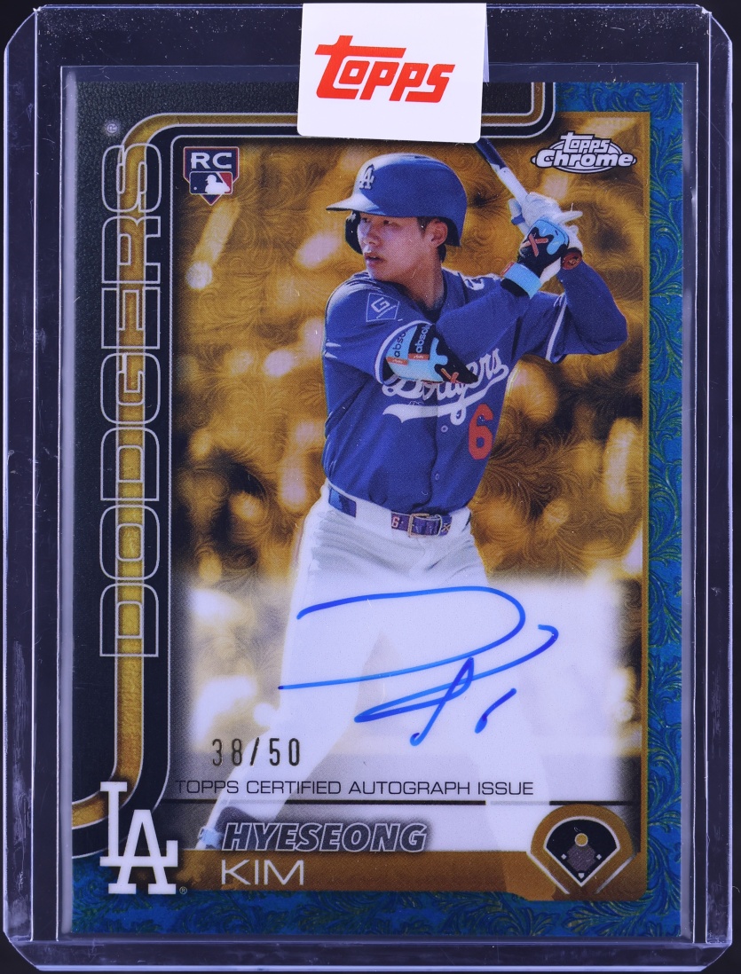 2025 Topps Chrome Gilded Collection Blue Gold Refractor Hyeseong Kim ROOKIE AUTO /50 #CGA-HK