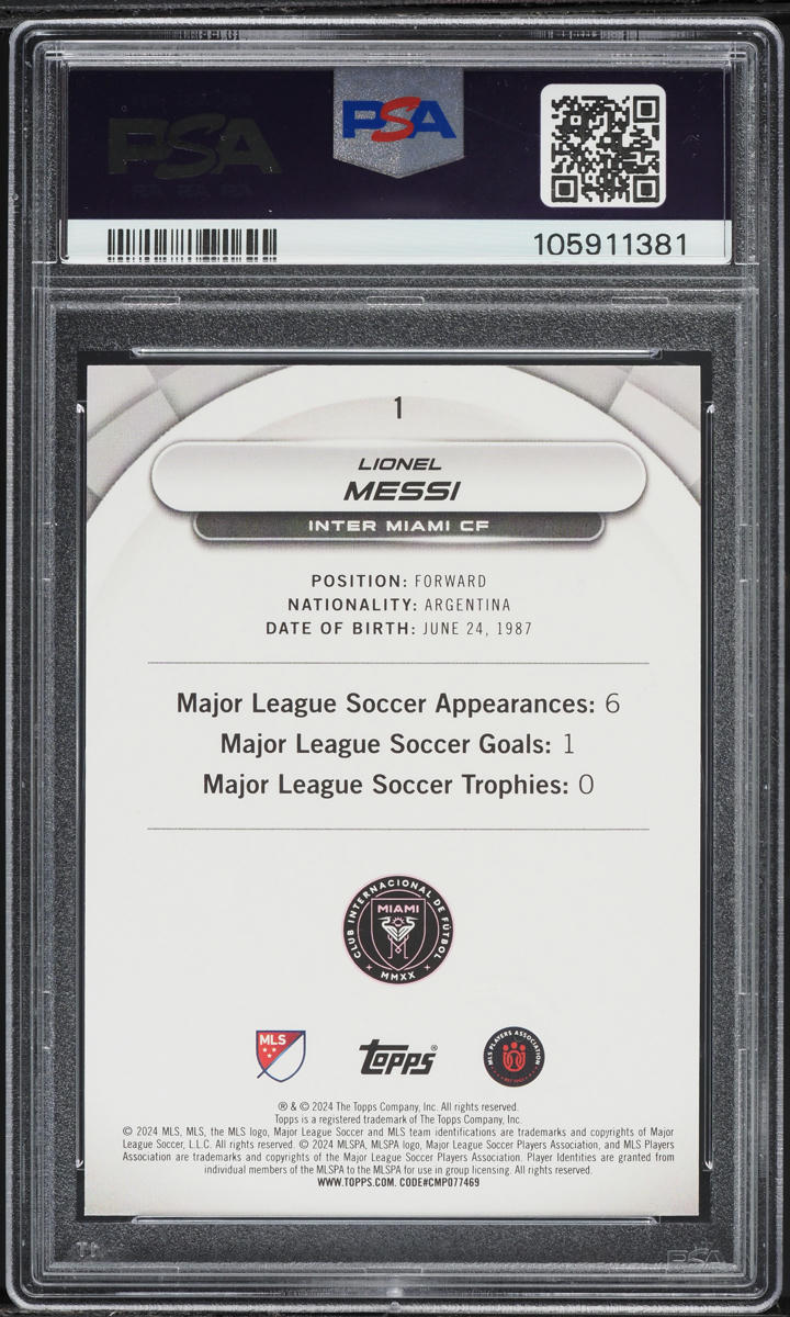 2024 Topps MLS Superstars Rare Ice Spot Lionel Messi #1 PSA 10 GEM MINT