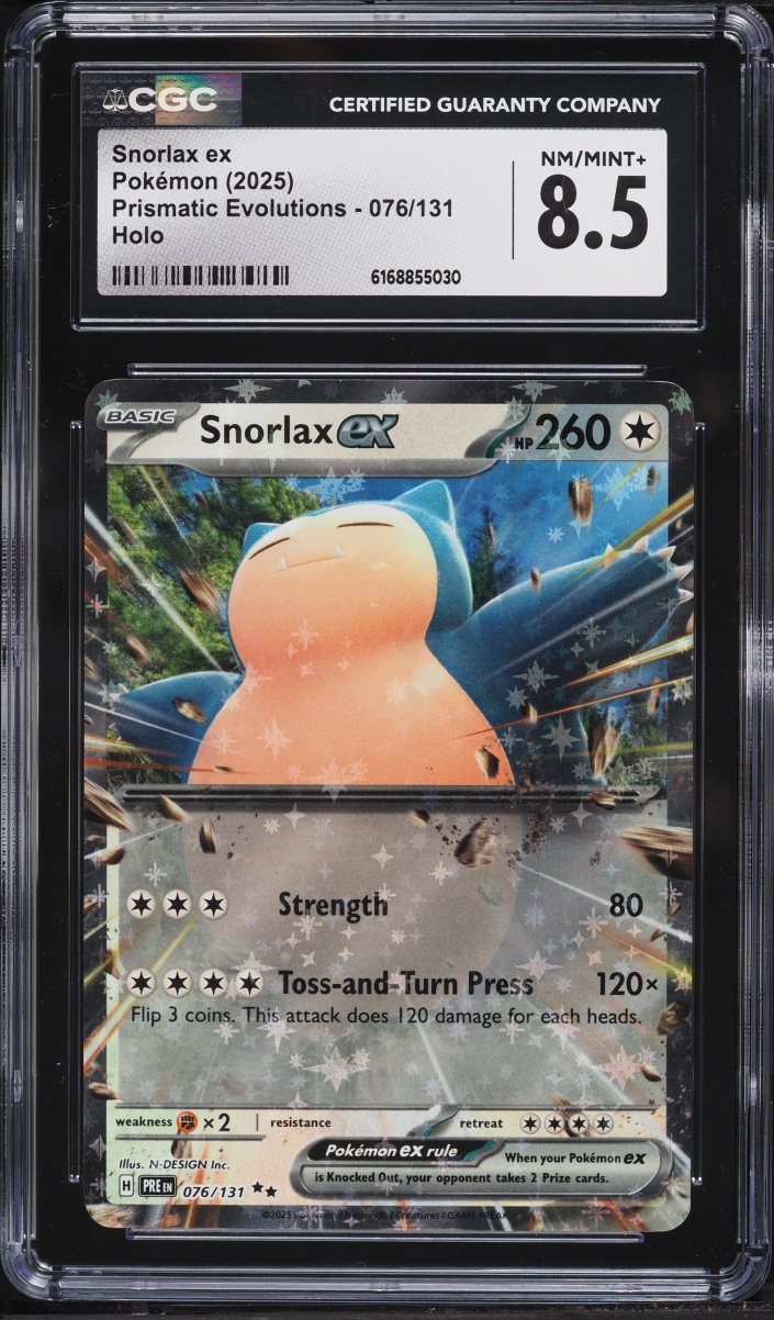 2025 Pokemon Scarlet & Violet Prismatic Evolutions Holo Snorlax ex #76 CGC 8.5 NM-MT+