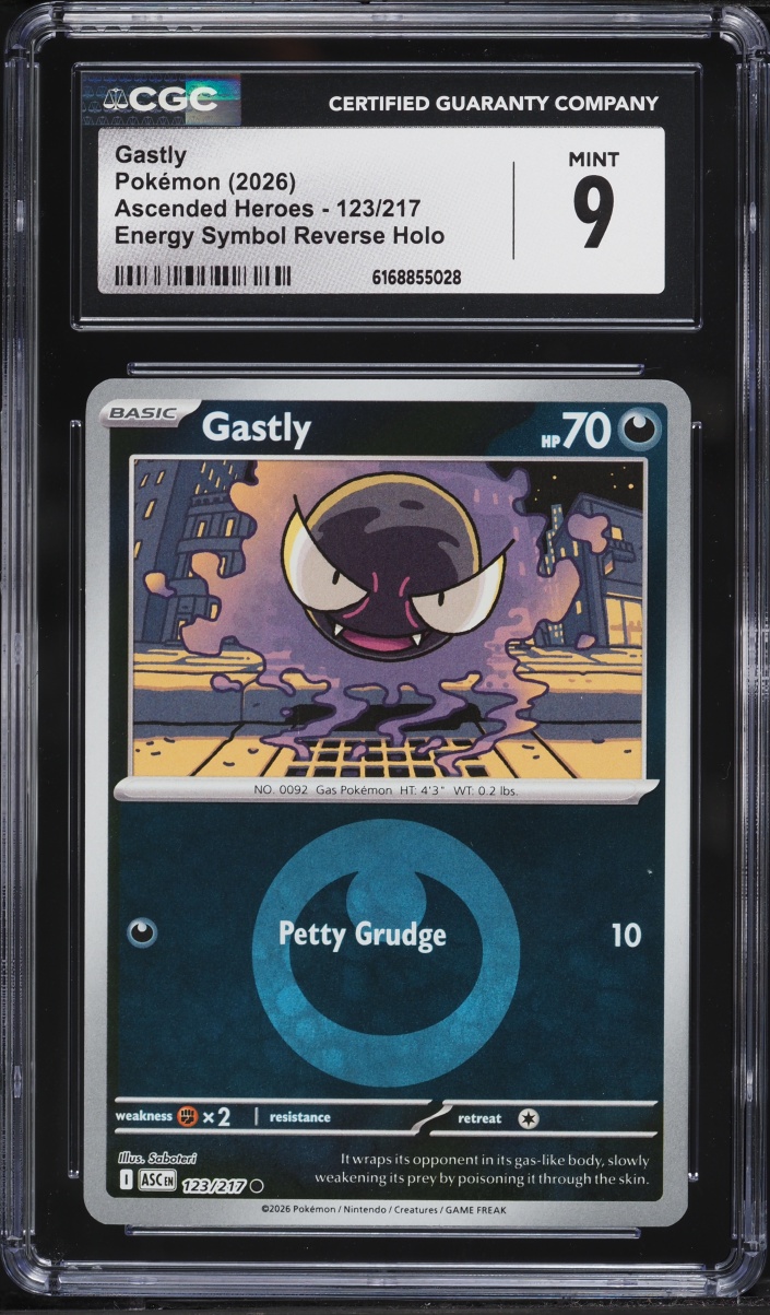 2026 Pokemon Mega Evolution Ascended Heroes Energy Symbol Reverse Holo Gastly #123 CGC 9 MINT