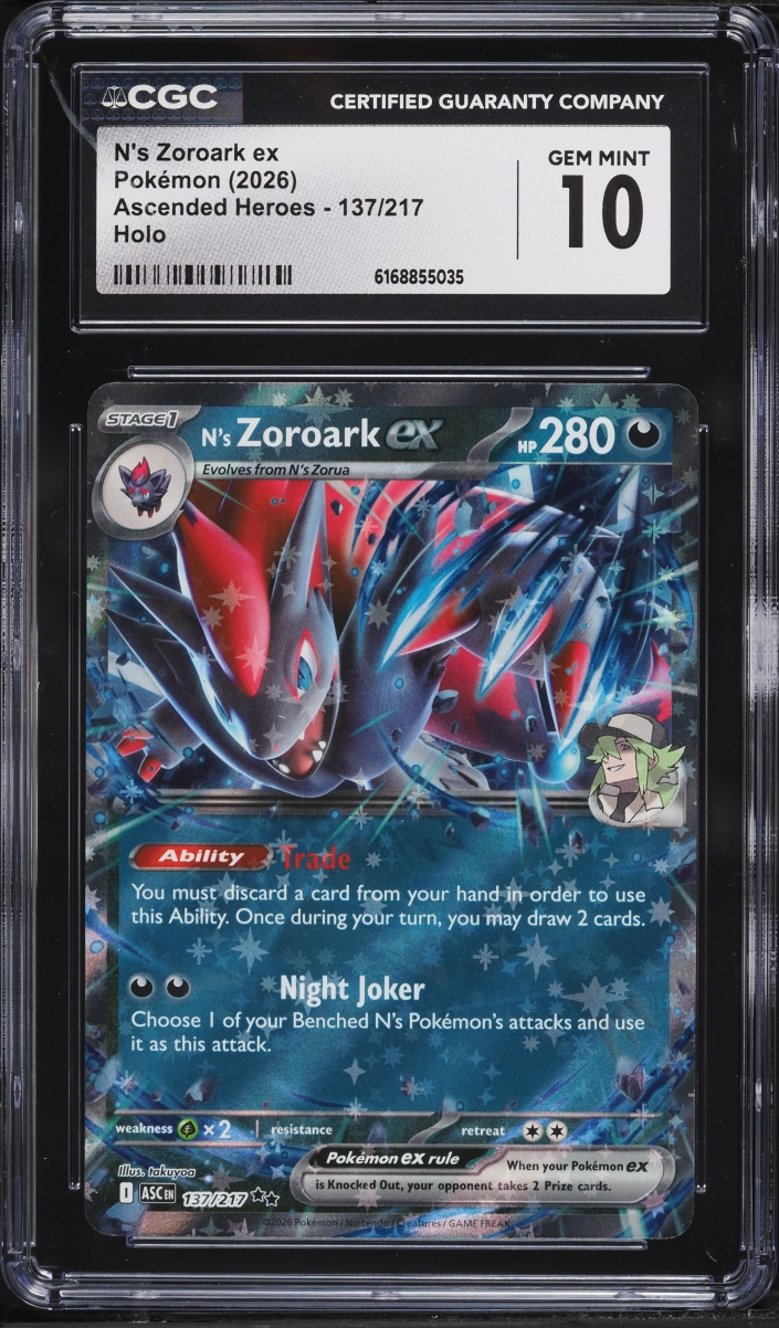 2026 Pokemon Mega Evolution Ascended Heroes Holo N's Zoroark ex #137 CGC 10 GEM MINT
