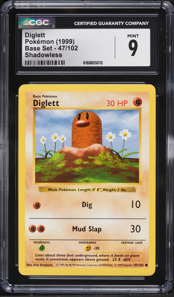 1999 Pokemon Base Set Shadowless Diglett #47 CGC 9 MINT