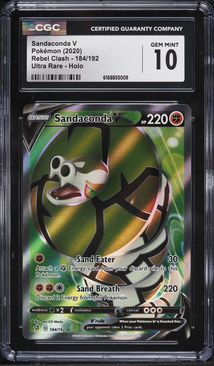 2020 Pokemon Sword & Shield Rebel Clash Full Art Sandaconda V #184 CGC 10 GEM MINT