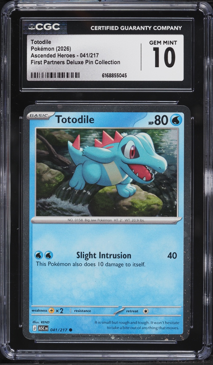 2026 Pokemon Mega Evolution Ascended Heroes First Partners Deluxe Pin Totodile #41 CGC 10 GEM