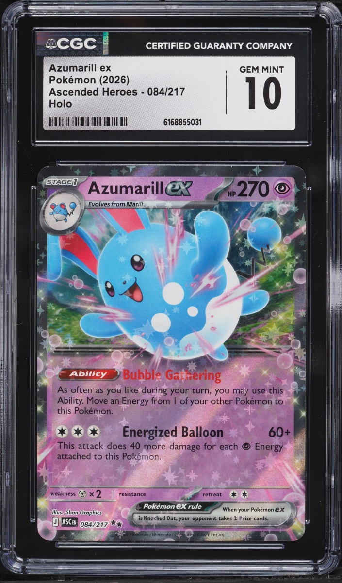 2026 Pokemon Mega Evolution Ascended Heroes Holo Azumarill EX #084 CGC 10 GEM MINT