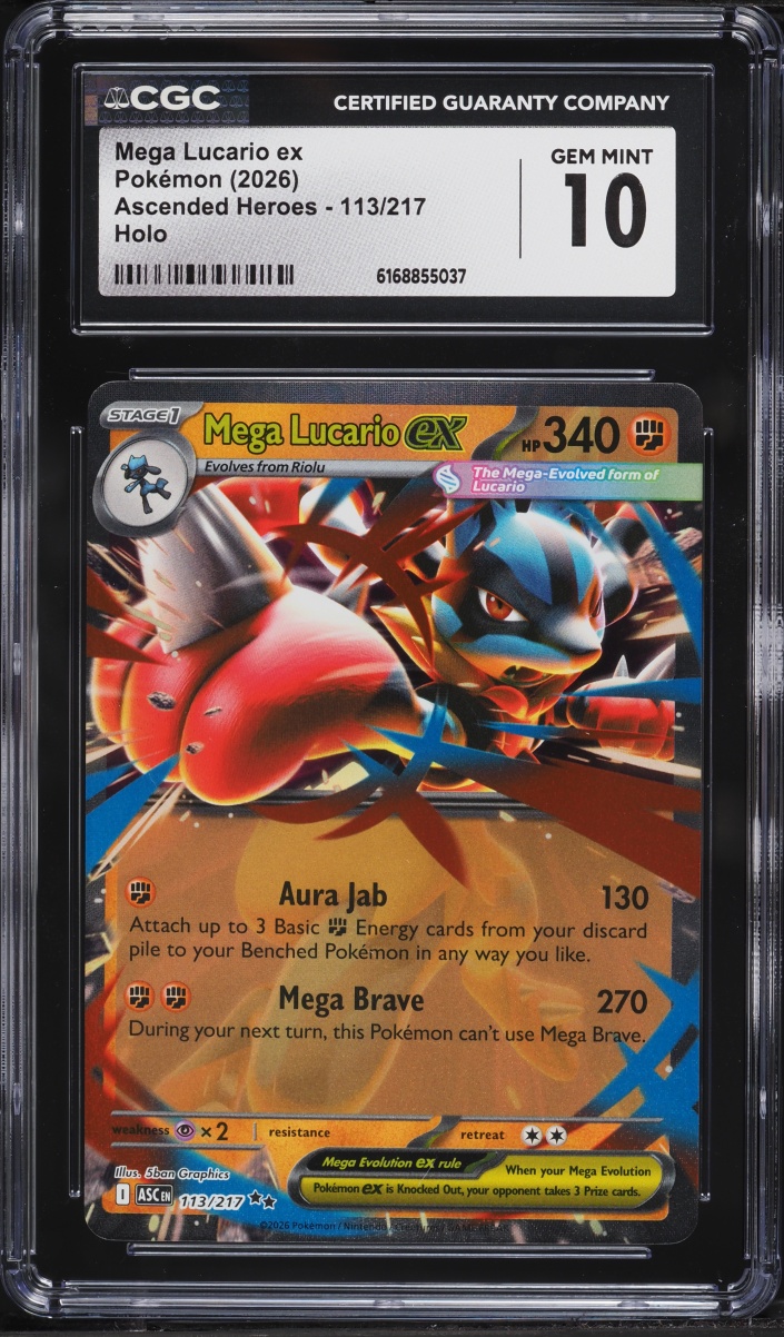 2026 Pokemon Mega Evolution Ascended Heroes Holo Mega Lucario Ex #113 CGC 10 GEM MINT