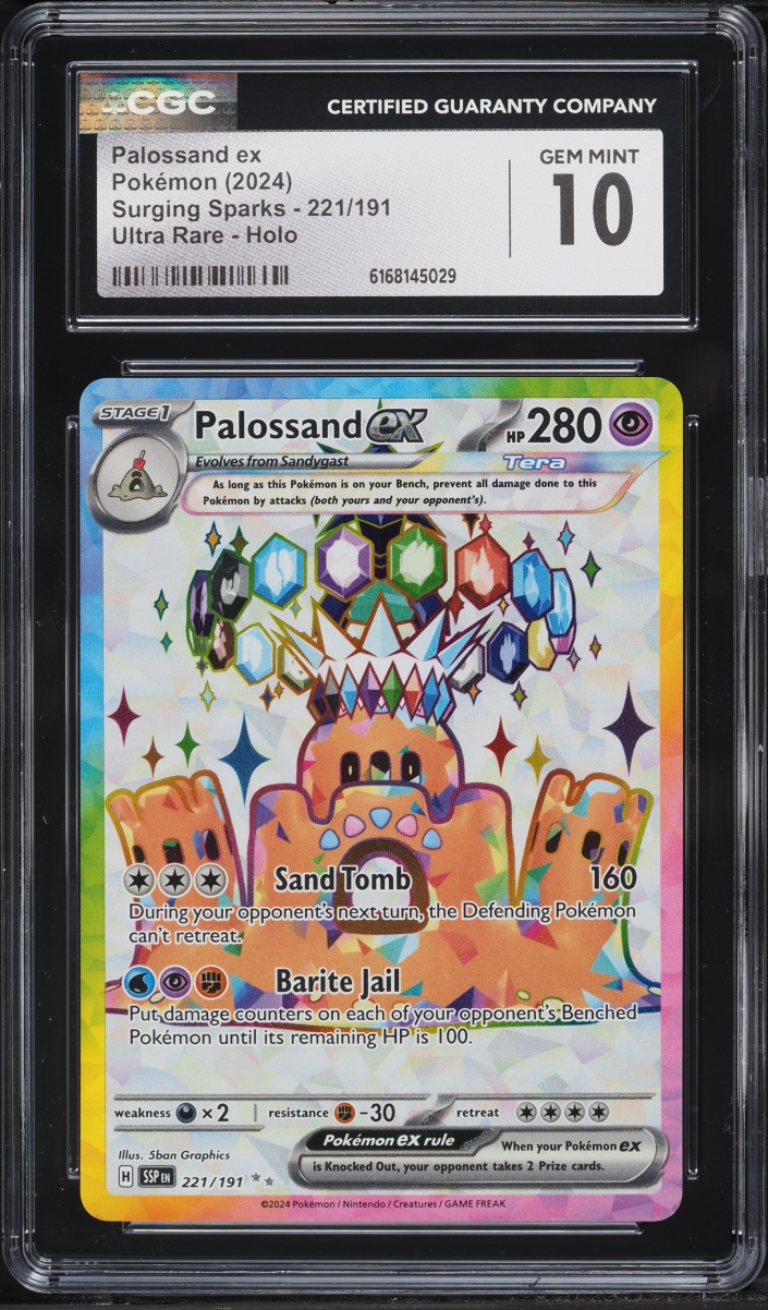 2024 Pokemon Scarlet & Violet Surging Sparks Full Art Palossand Ex #221 CGC 10 GEM MINT