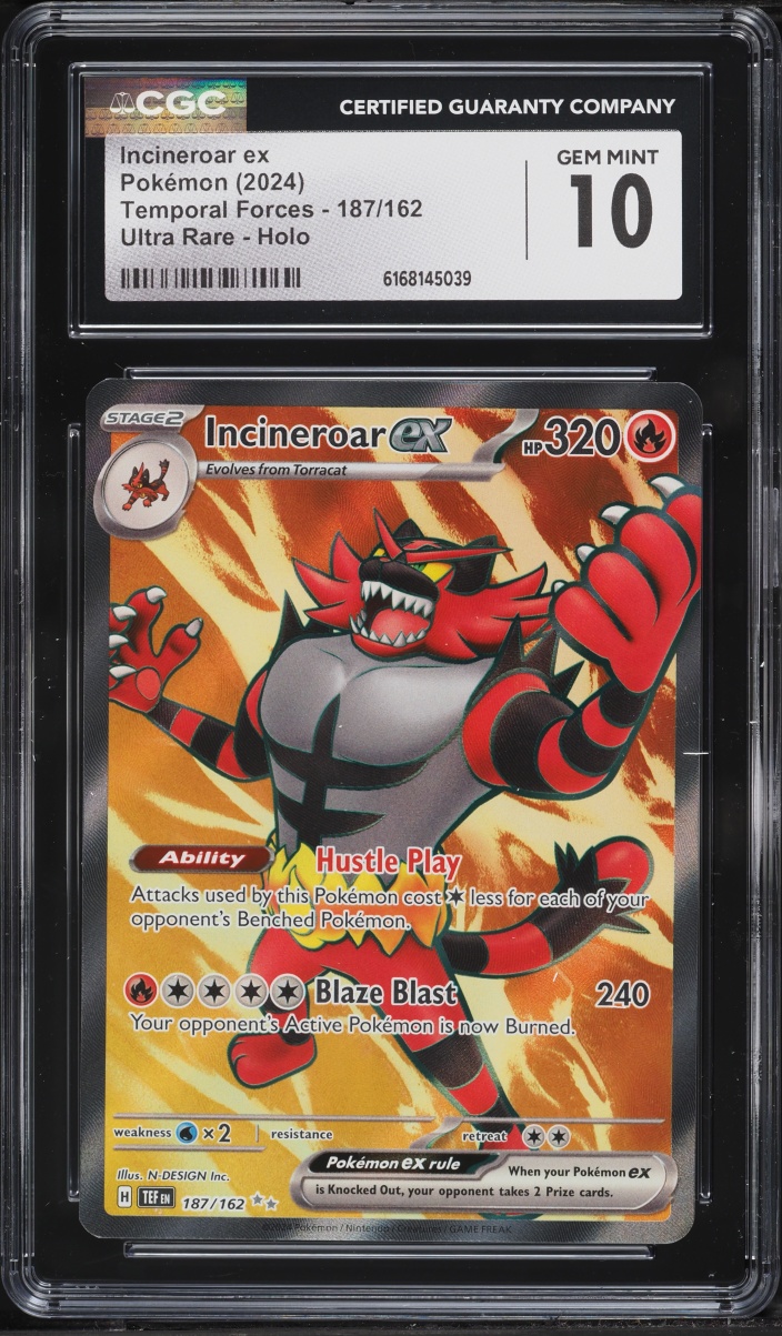2024 Pokemon Scarlet & Violet Temporal Forces Full Art Incineroar Ex #187 CGC 10 GEM MINT