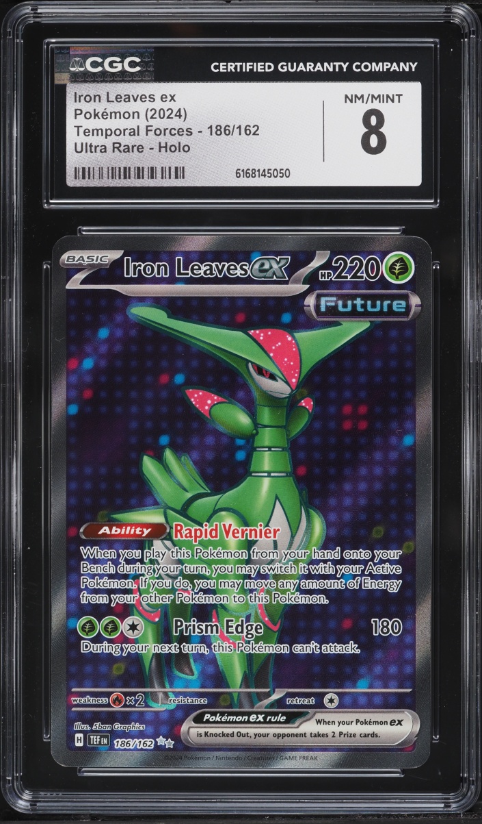 2024 Pokemon Scarlet & Violet Temporal Forces Full Art Iron Leaves Ex #186 CGC 8 NM-MT