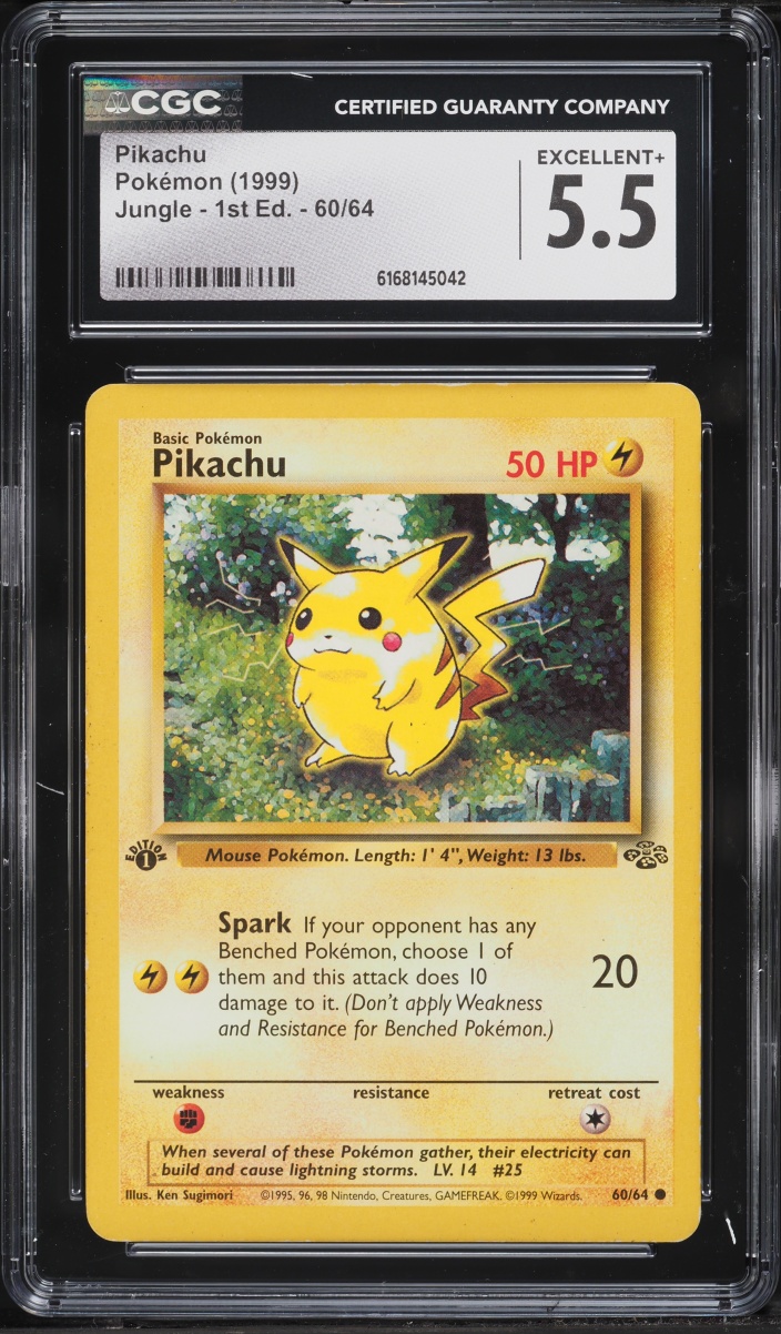1999 Pokemon Jungle 1st Edition Pikachu #60 CGC 5.5 EX+