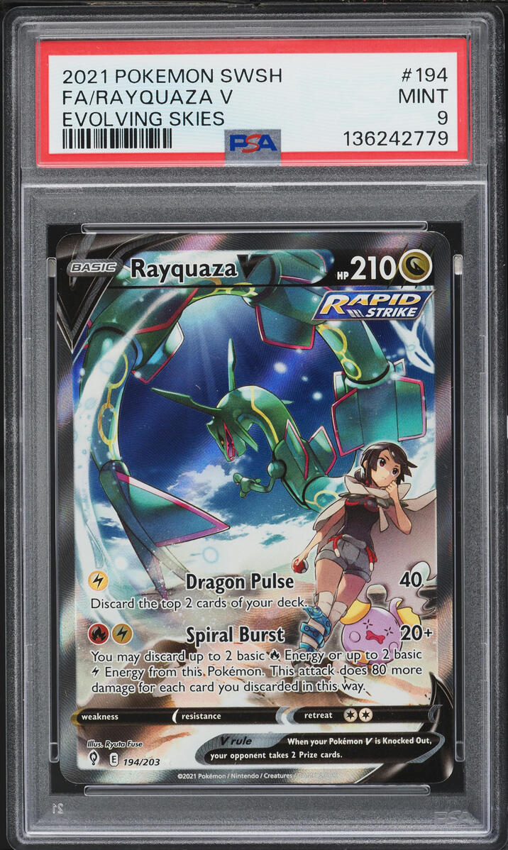2021 Pokemon Sword & Shield Evolving Skies Alt Art Rayquaza V #194 PSA 9 MINT