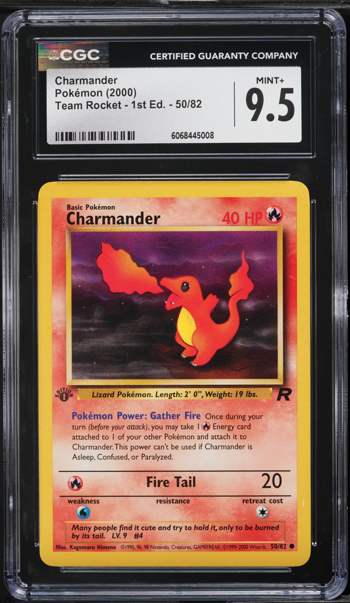 2000 Pokemon Team Rocket 1st Edition Charmander #50 CGC 9.5 MINT+