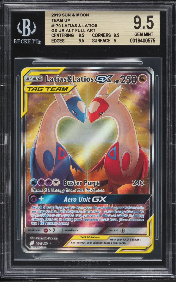 2019 Pokemon Sun & Moon Team Up Full Art Latias & Latios GX #170 BGS 9.5 GEM MINT