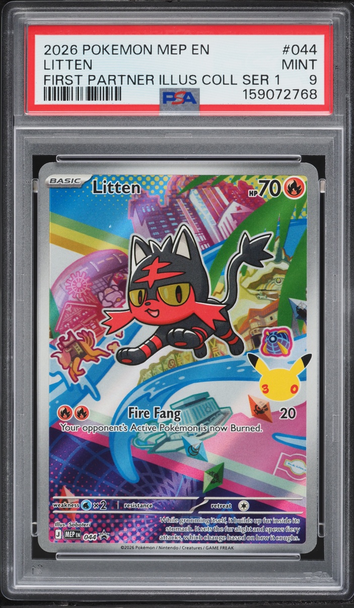 2026 Pokemon Mega Evolution Promo First Partner Illustration Full Art Litten #44 PSA 9 MINT
