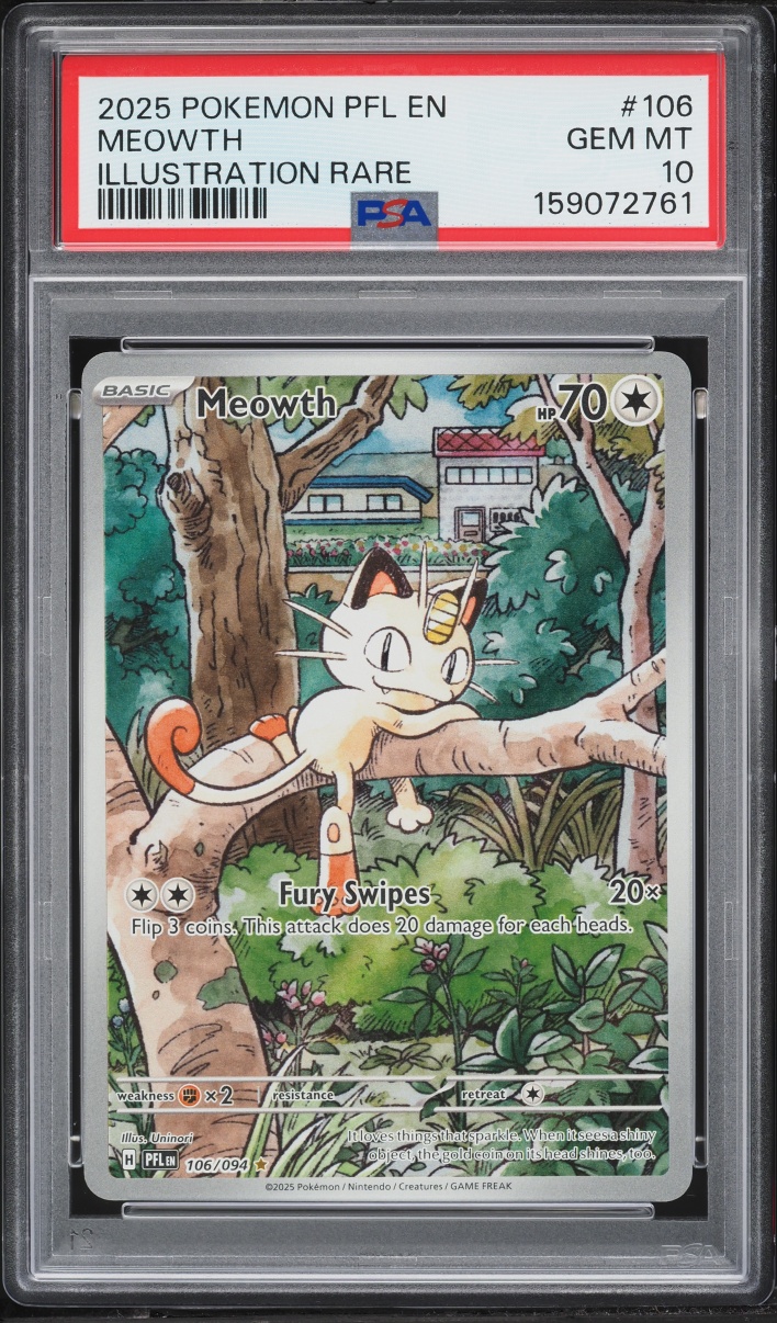 2025 Pokemon Mega Evolution Phantasmal Flames IR Meowth #106 PSA 10 GEM MINT