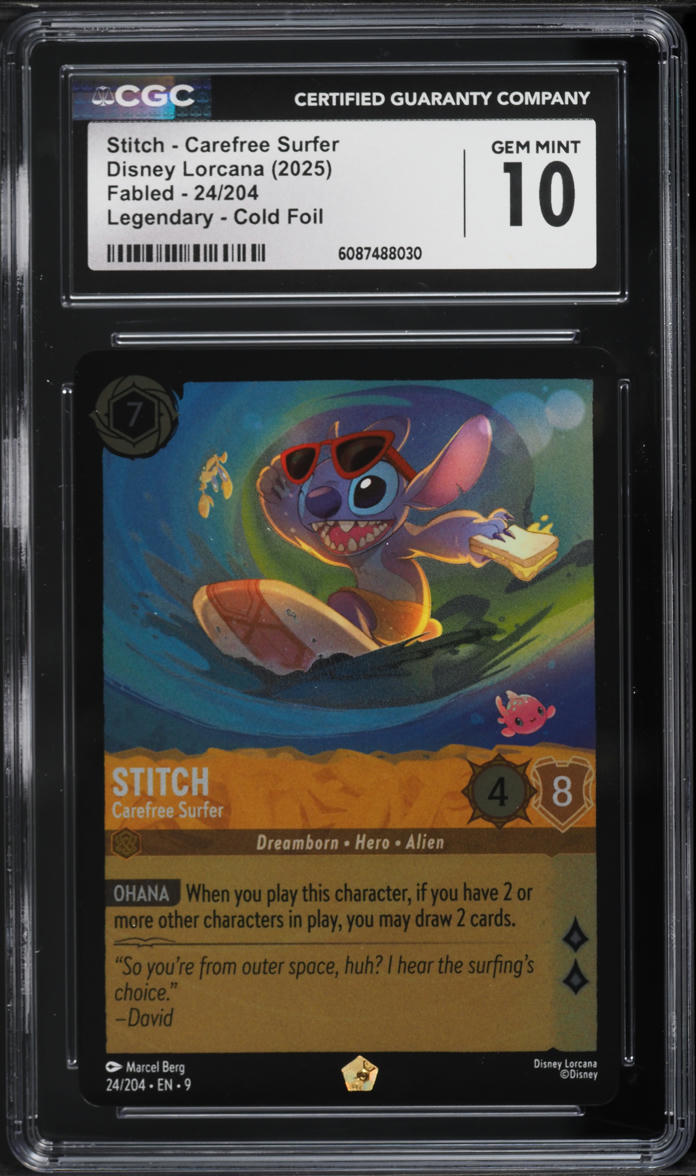 2025 Disney Lorcana Fabled Legendary Cold Foil Stitch Carefree Surfer ...