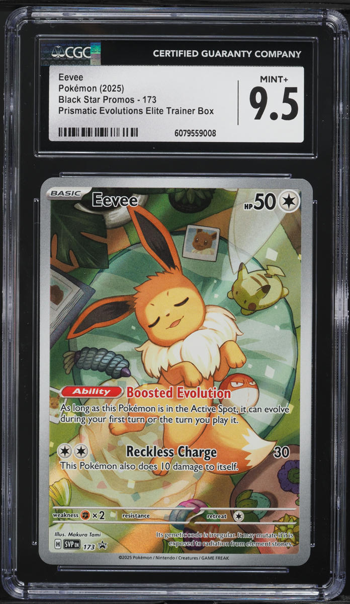 2025 Pokemon SV Black Star Prismatic Evolutions ETB Full Art Eevee #173 CGC 9.5