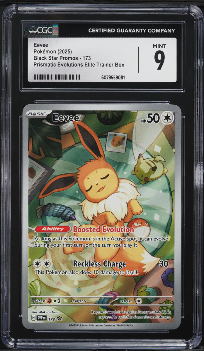 2025 Pokemon SV Black Star Prismatic Evolutions ETB Full Art Eevee #173 CGC 9