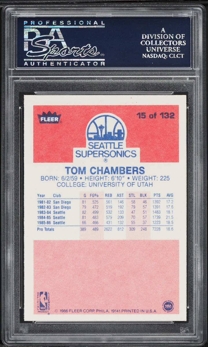 1986 Fleer Basketball Tom Chambers ROOKIE #15 PSA 10 GEM MINT