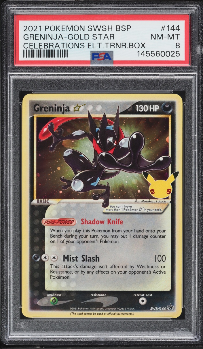 2021 Pokemon Sword & Shield Promo Celebrations ETB Holo Greninja #144 PSA 8 NM-MT