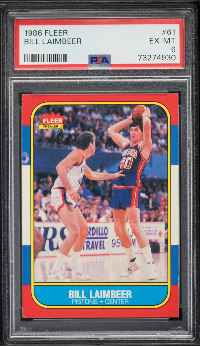 1986 Fleer Basketball Bill Laimbeer #61 PSA 6 EXMT