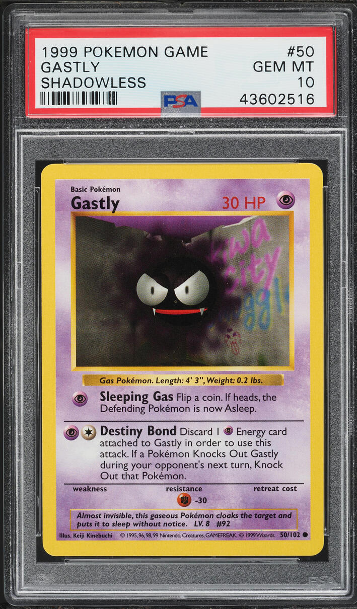 1999 Pokemon Base Set Shadowless Gastly #50 PSA 10 GEM MINT