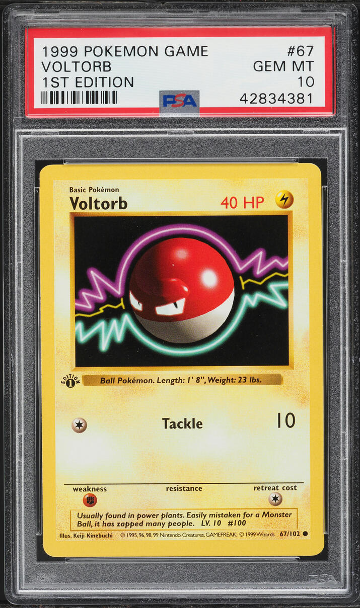1999 Pokemon Base Set 1st Edition Voltorb #67 PSA 10 GEM MINT