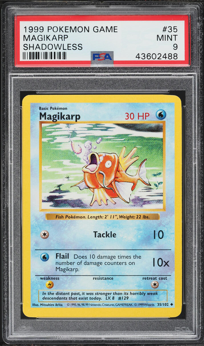1999 Pokemon Base Set Shadowless Magikarp #35 PSA 9 MINT