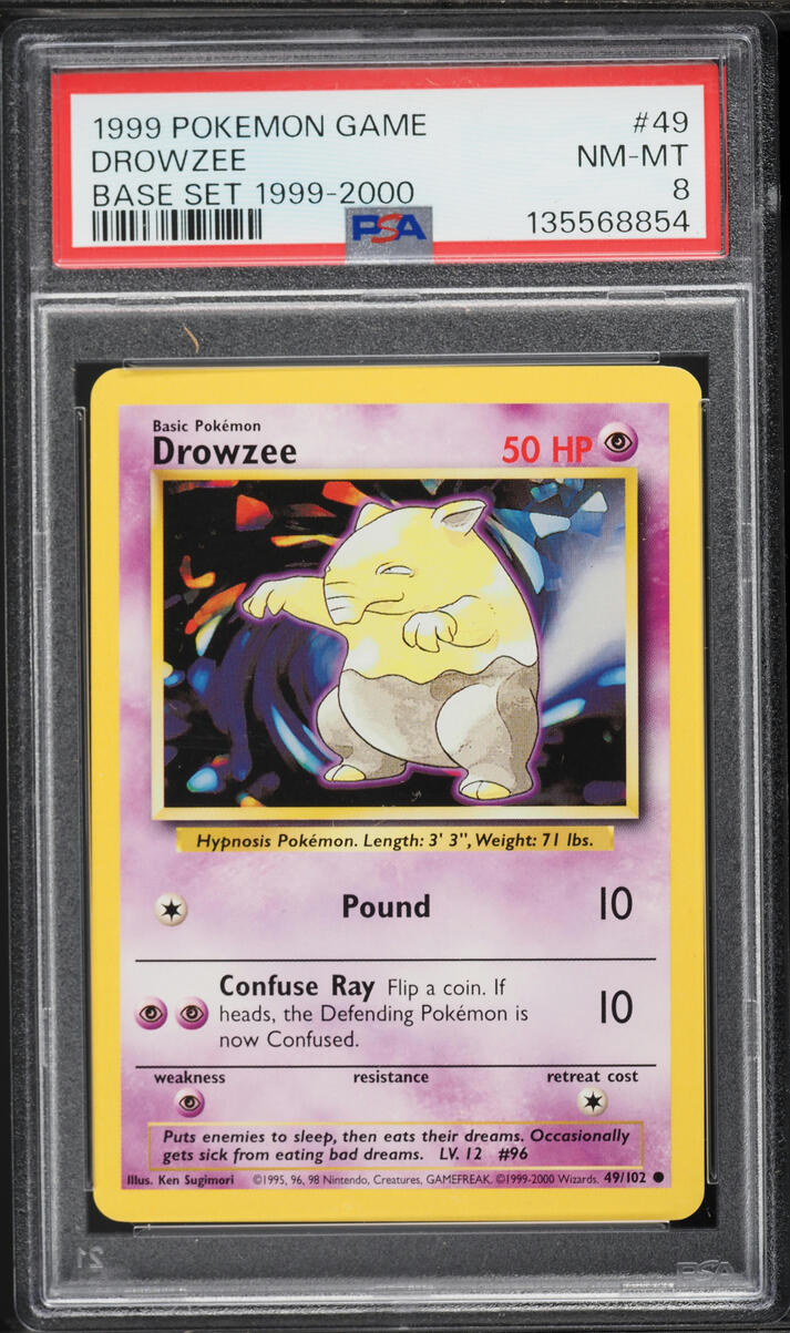 1999-2000 Pokemon Base Set Drowzee #49 PSA 8 NM-MT