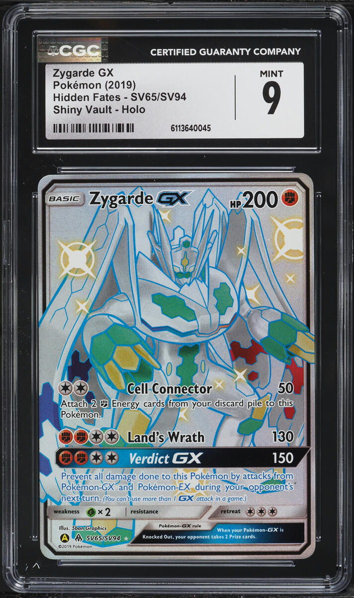 2019 Pokemon Sun & Moon Hidden Fates Shiny Vault Shiny Zygarde GX #SV65 CGC 9 MINT