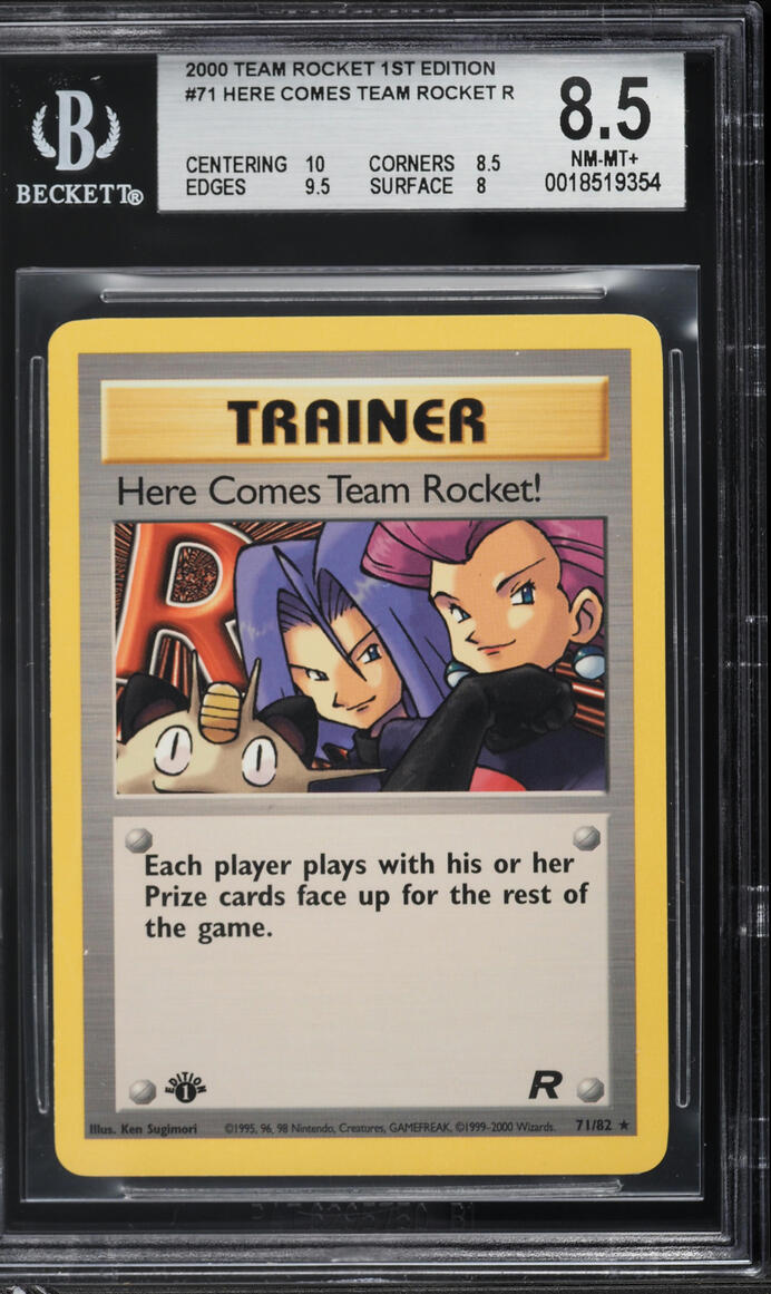 2000 Pokemon Team Rocket 1st Edition Here Comes Team Rocket! #71 BGS 8.5 NM-MT+
