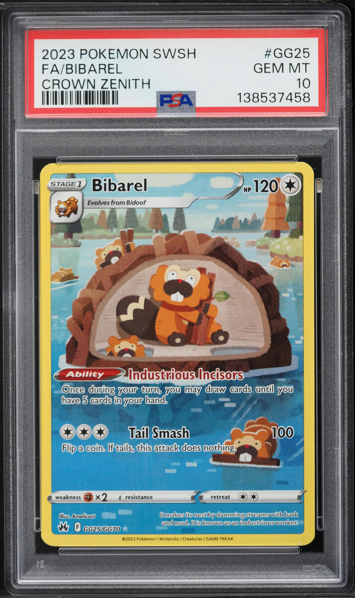 2023 Pokemon Sword & Shield Crown Zenith Alt Art Bibarel #GG25 PSA 10 GEM MINT
