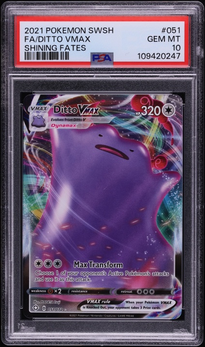 2021 Pokemon Sword & Shield Shining Fates Full Art Ditto VMAX #51 PSA 10 GEM MINT